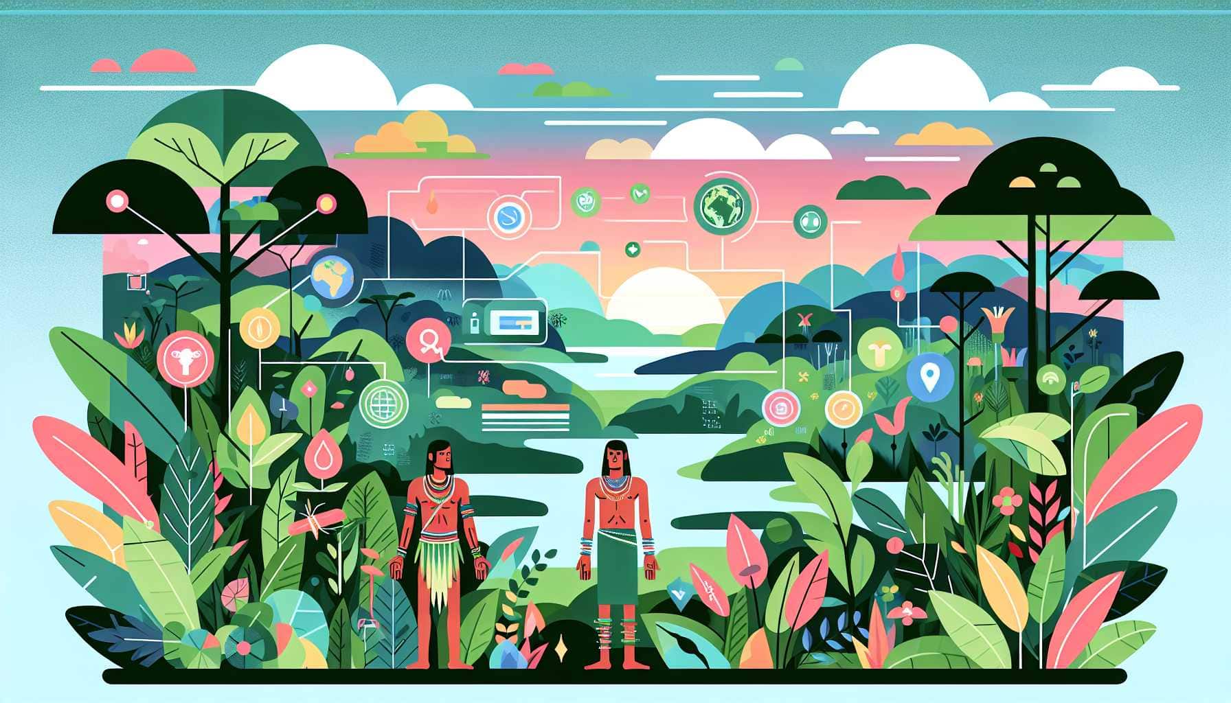 Illustration of lush rainforest conservation