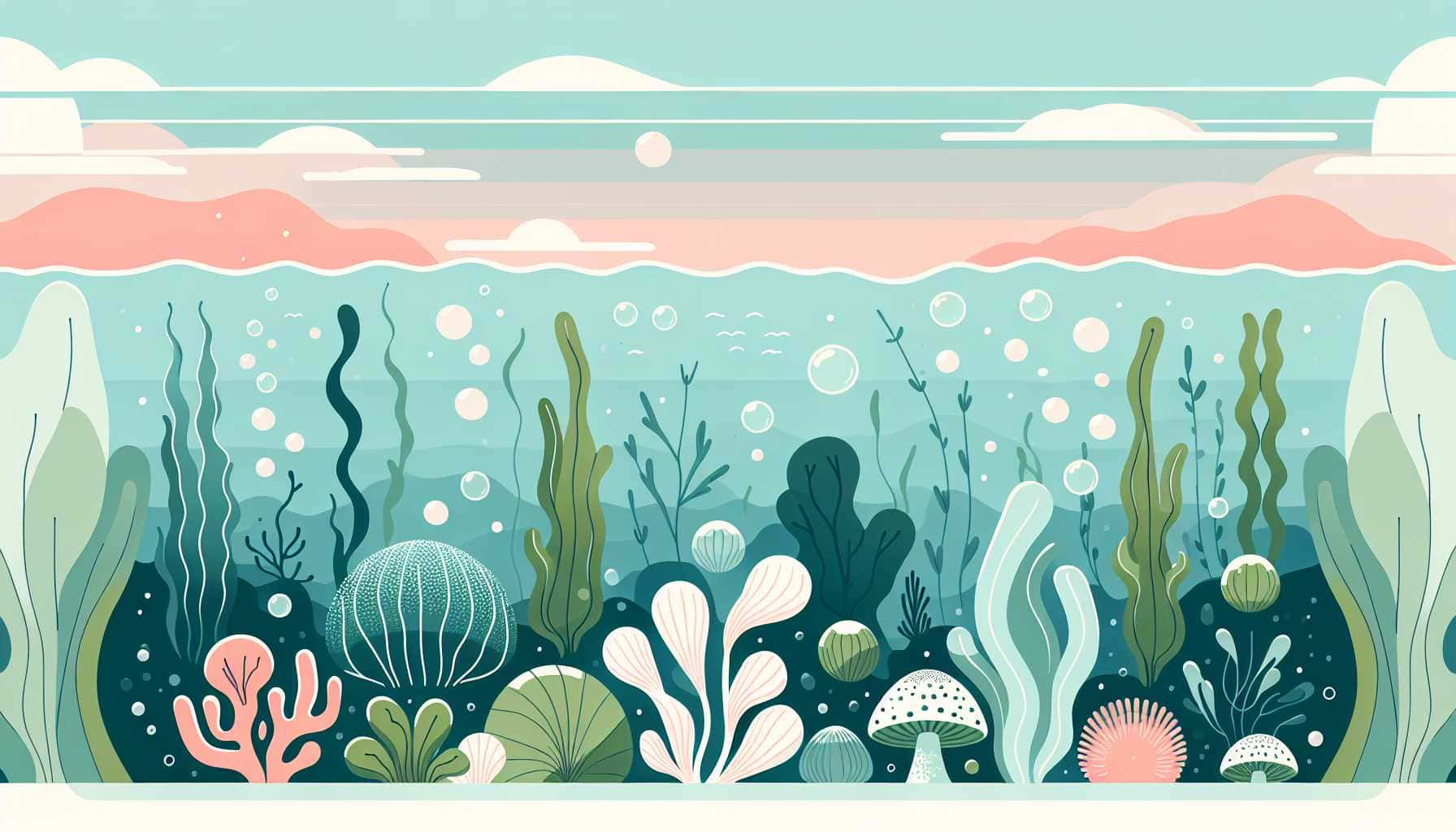 Illustration of marine fungi underwater