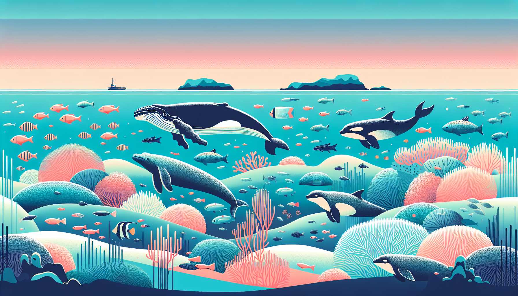 Illustration of diverse marine species