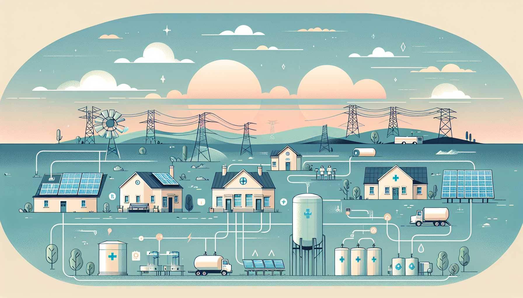Illustration of microgrids powering facilities