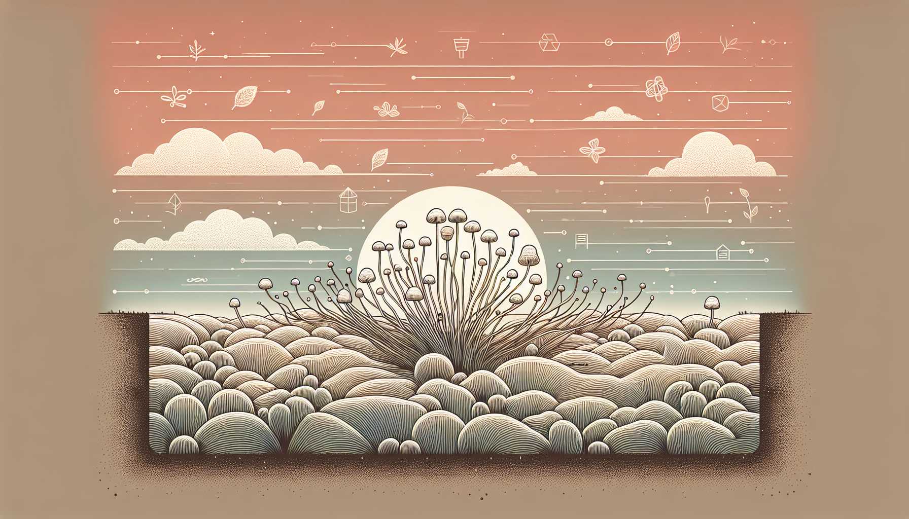 Illustration of a split-gill mushroom network