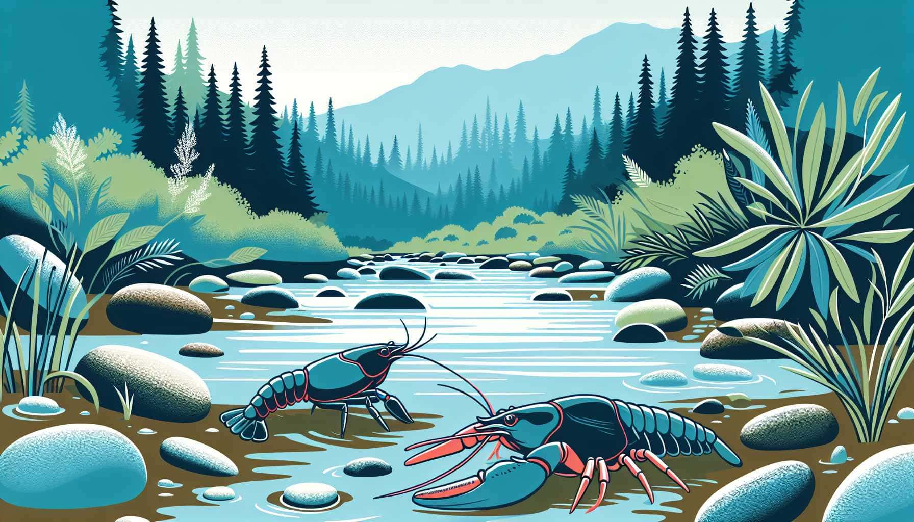 Illustration of two crayfish species
