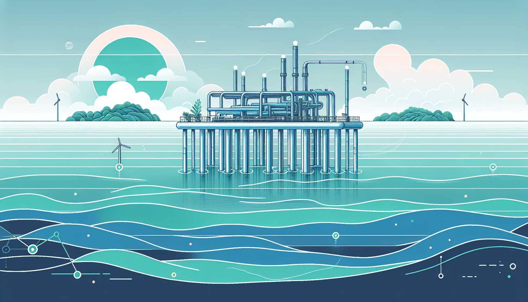 Illustration of an ocean thermal energy platform