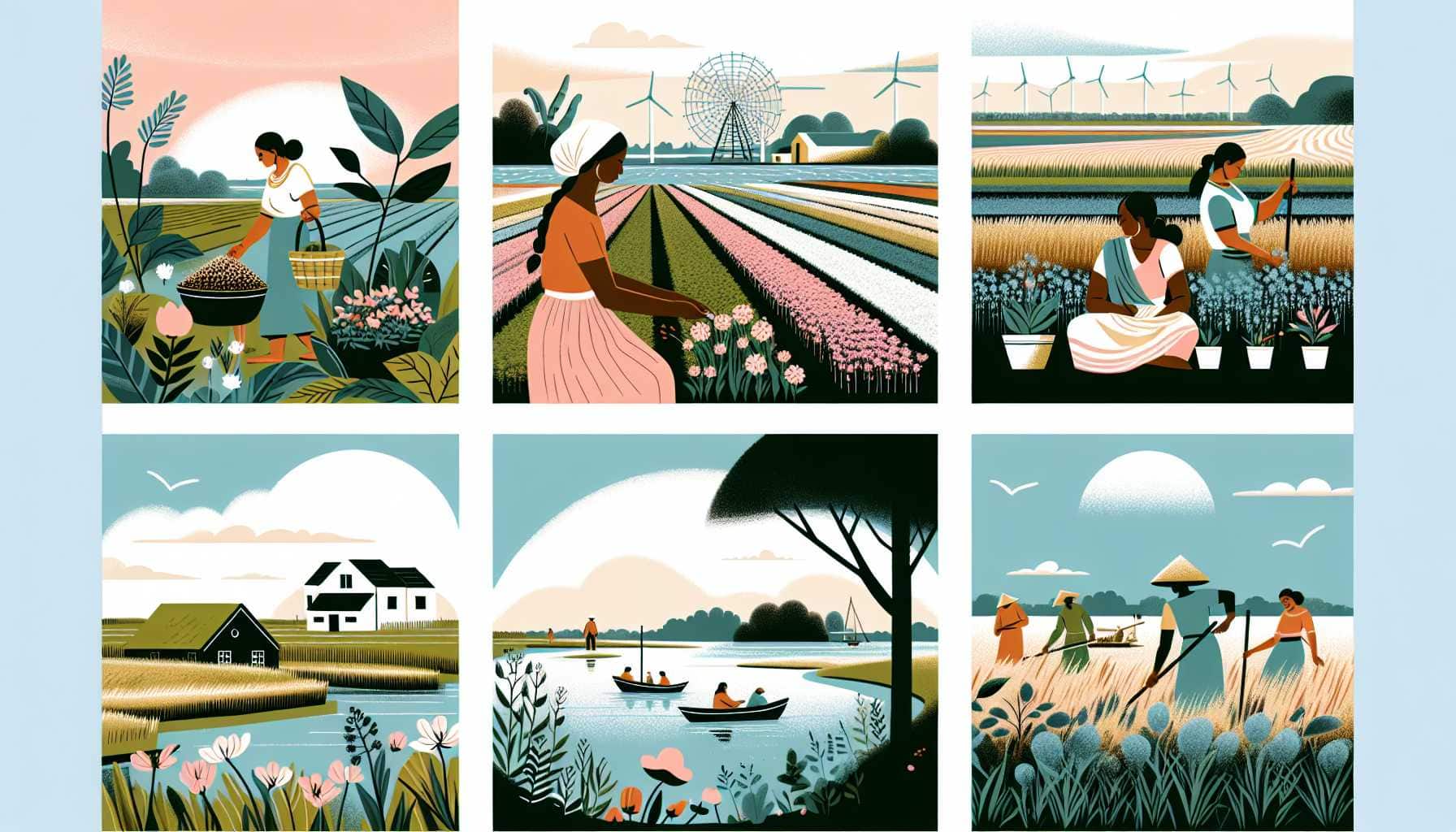 Illustration of regenerative agriculture scene