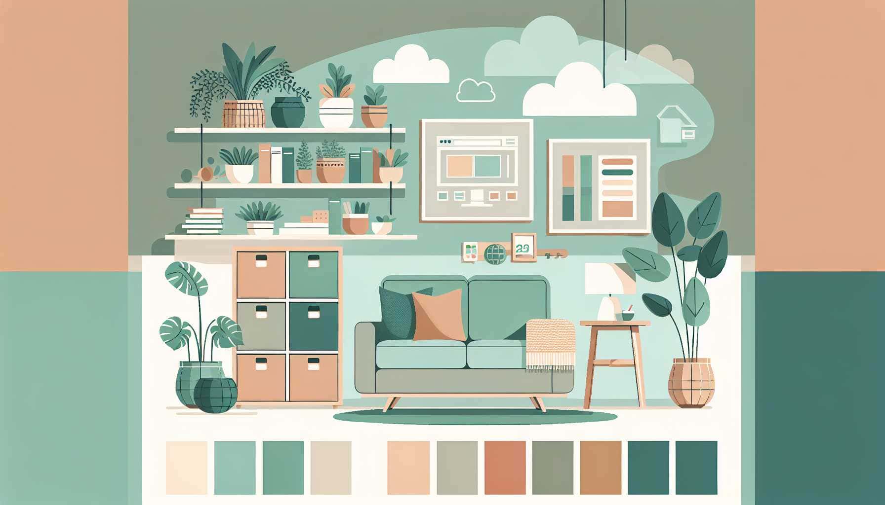 Illustration of a clutter-free living room