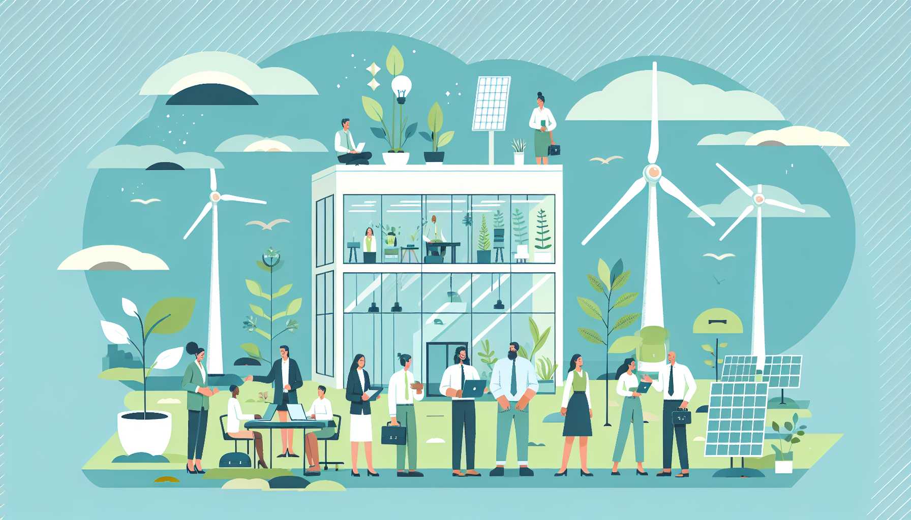 Illustration of business collaboration for sustainability