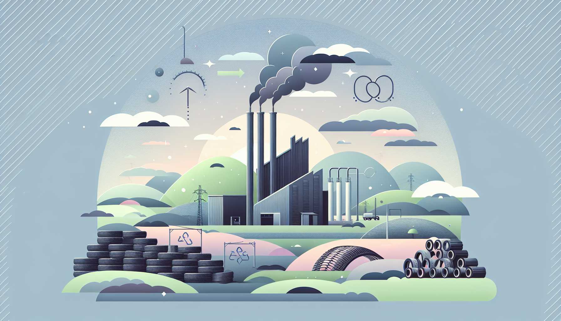 Illustration of tire pyrolysis facility