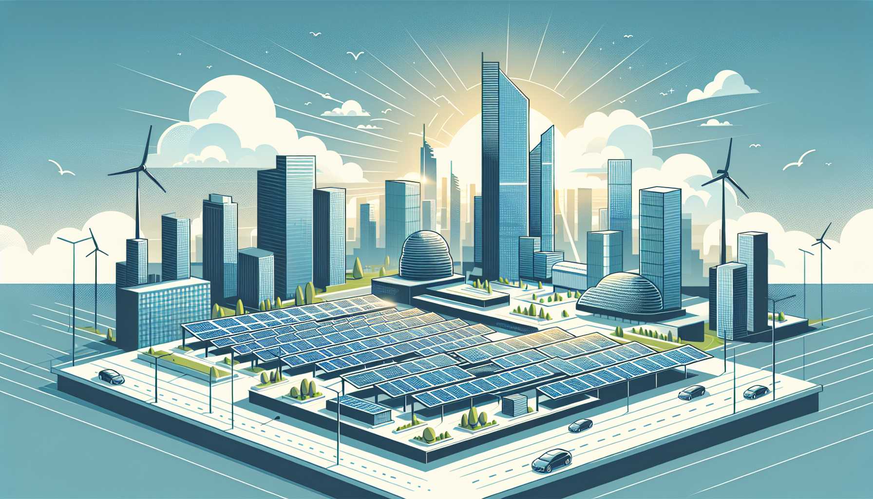 Illustration of flexible solar panels