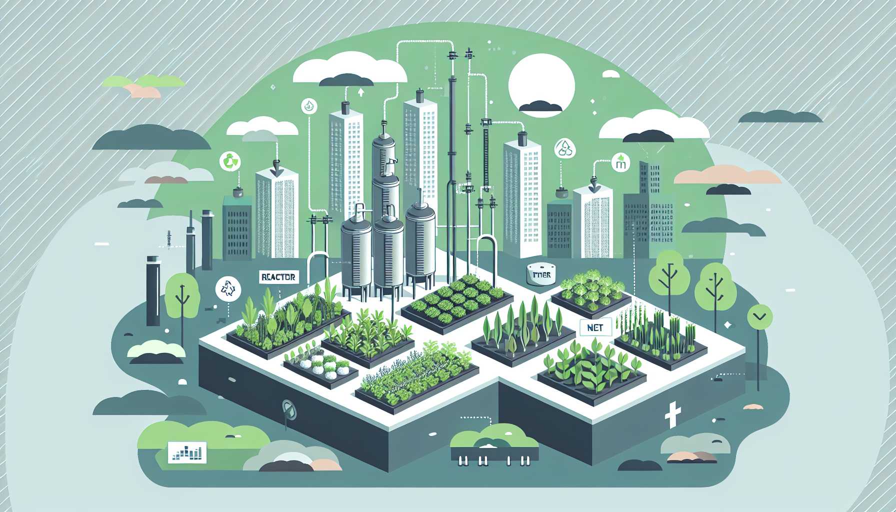 Illustration of urban rooftop garden