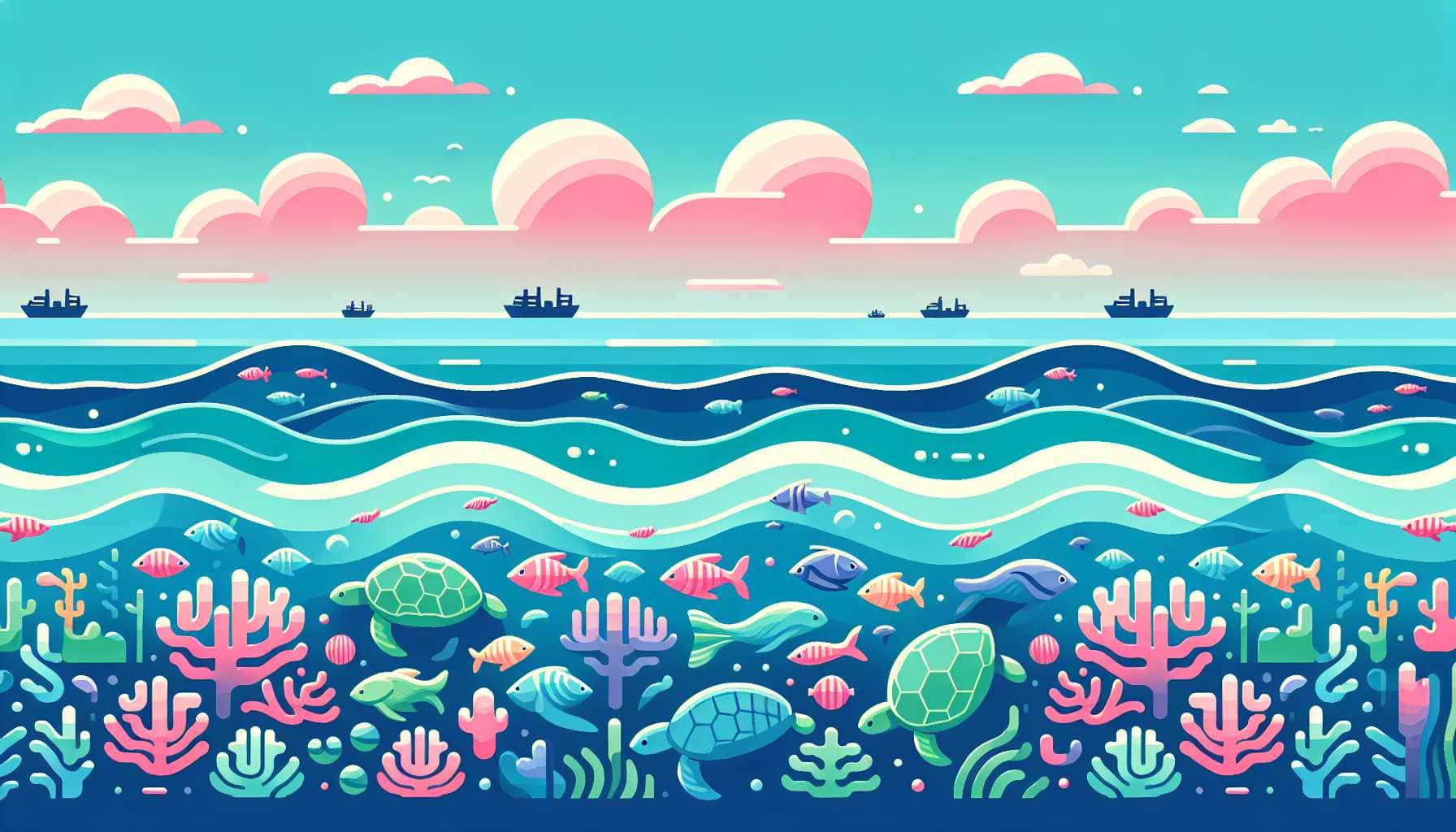 Illustration of a vibrant ocean scene