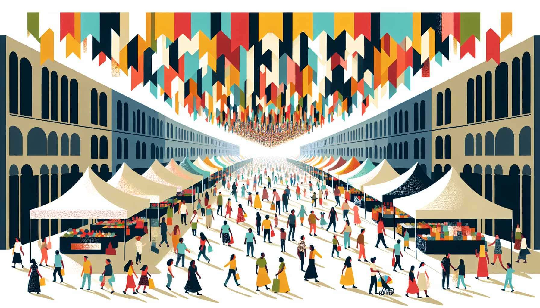Illustration of vibrant outdoor market