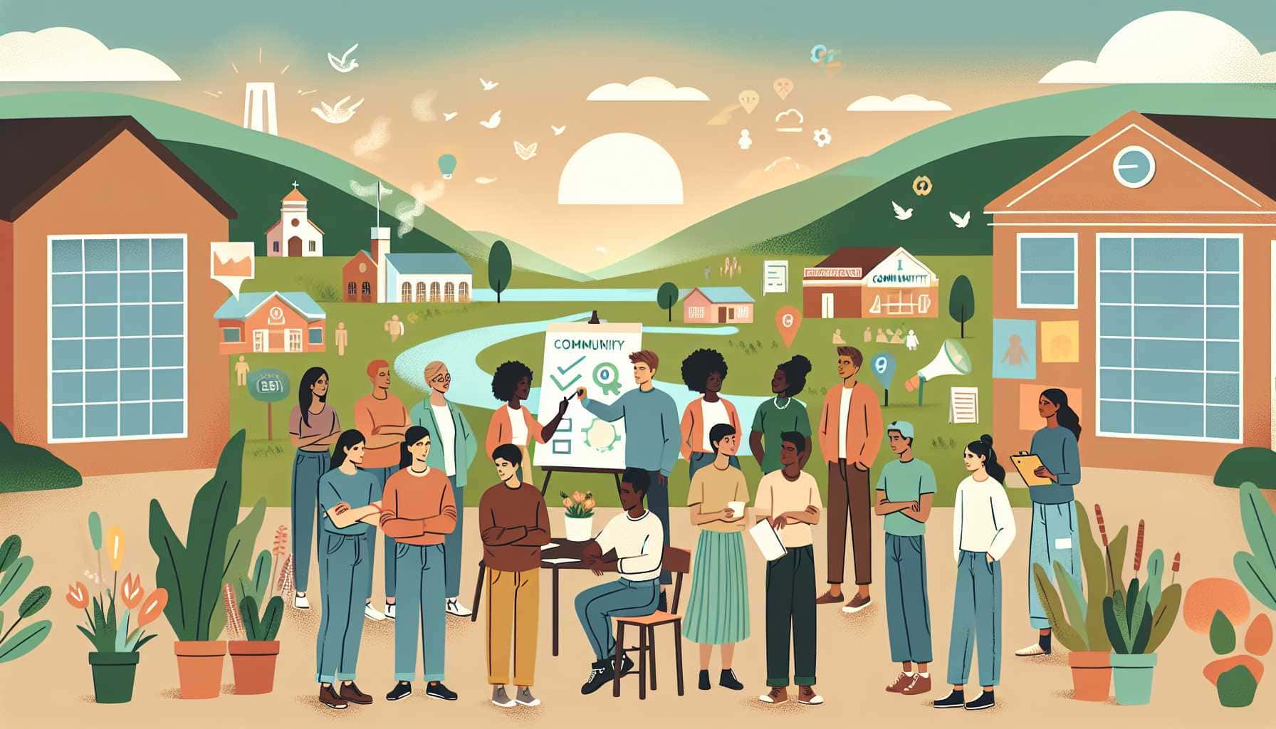 Illustration of young leaders collaborating