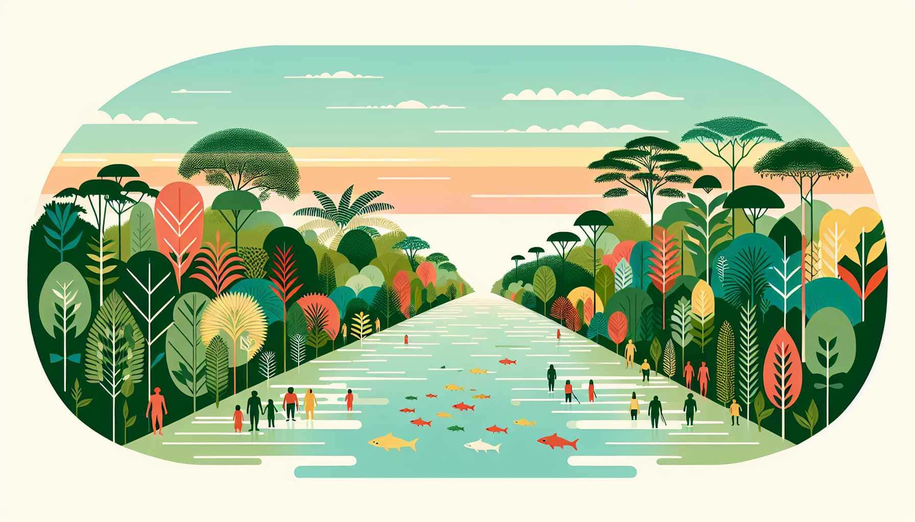 Illustration of Indigenous Amazon community