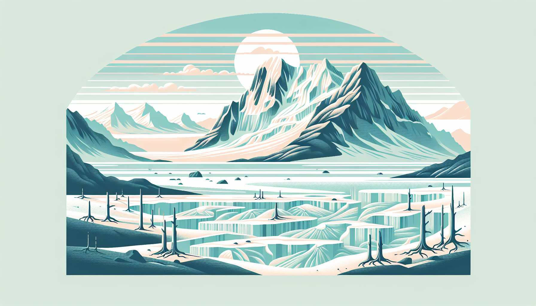 Illustration of ancient mountains in Antarctica