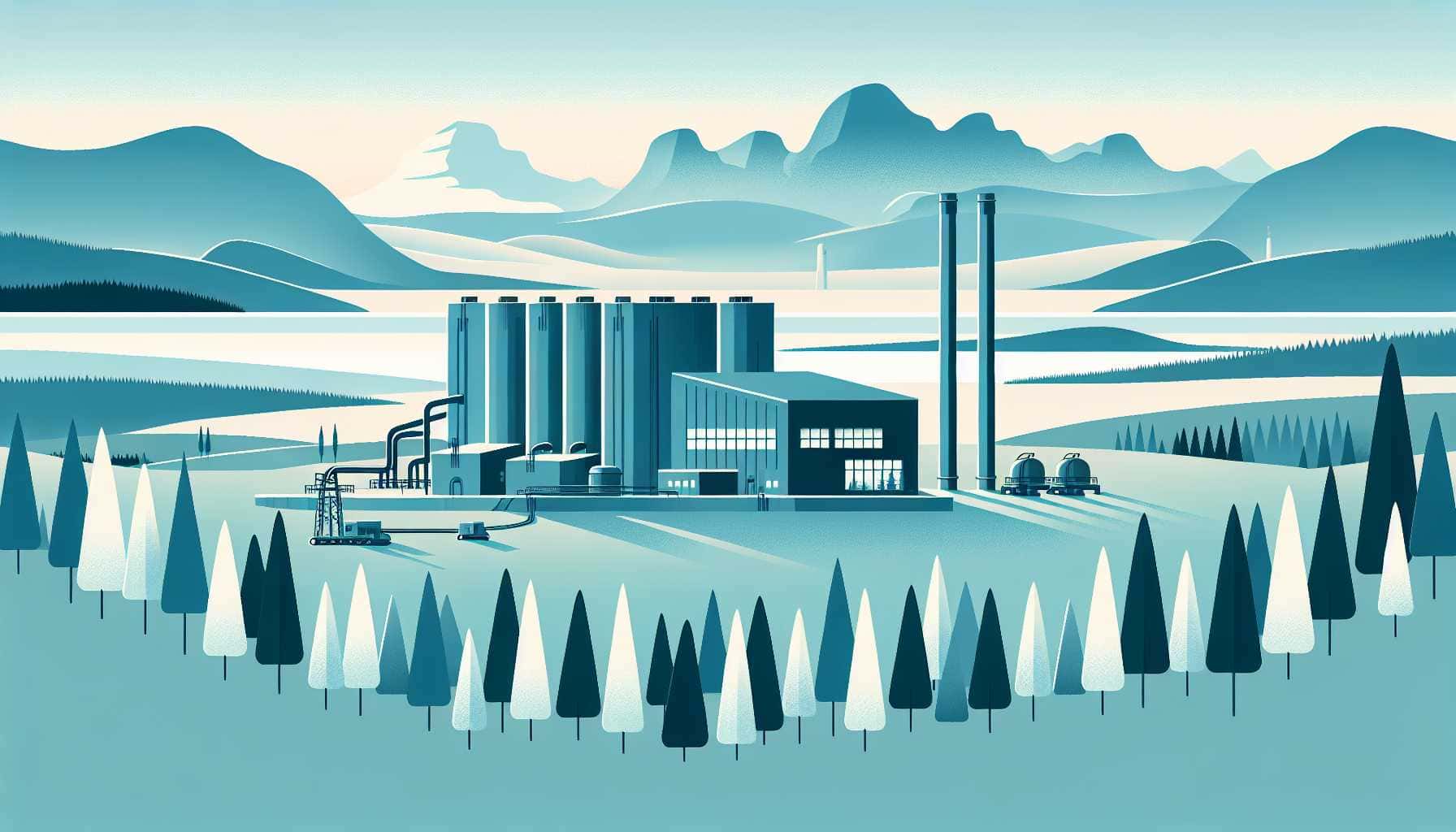 Illustration of a carbon capture facility