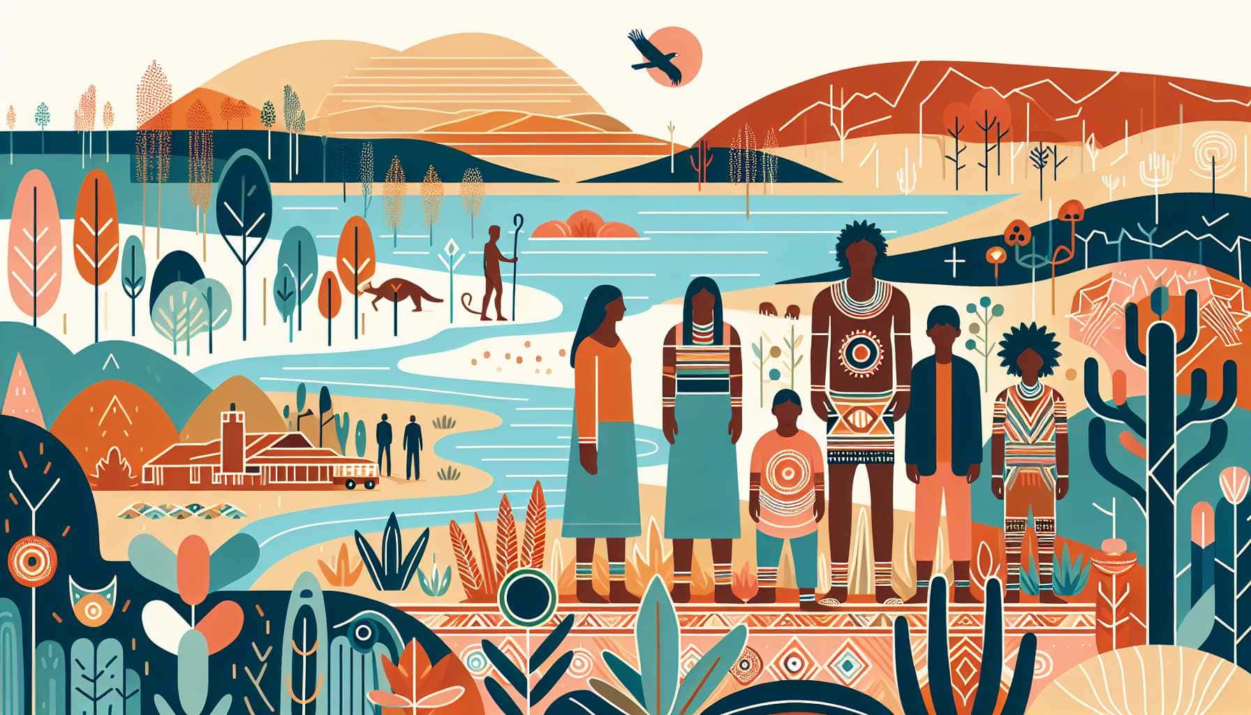 Illustration of Indigenous Australians celebrating
