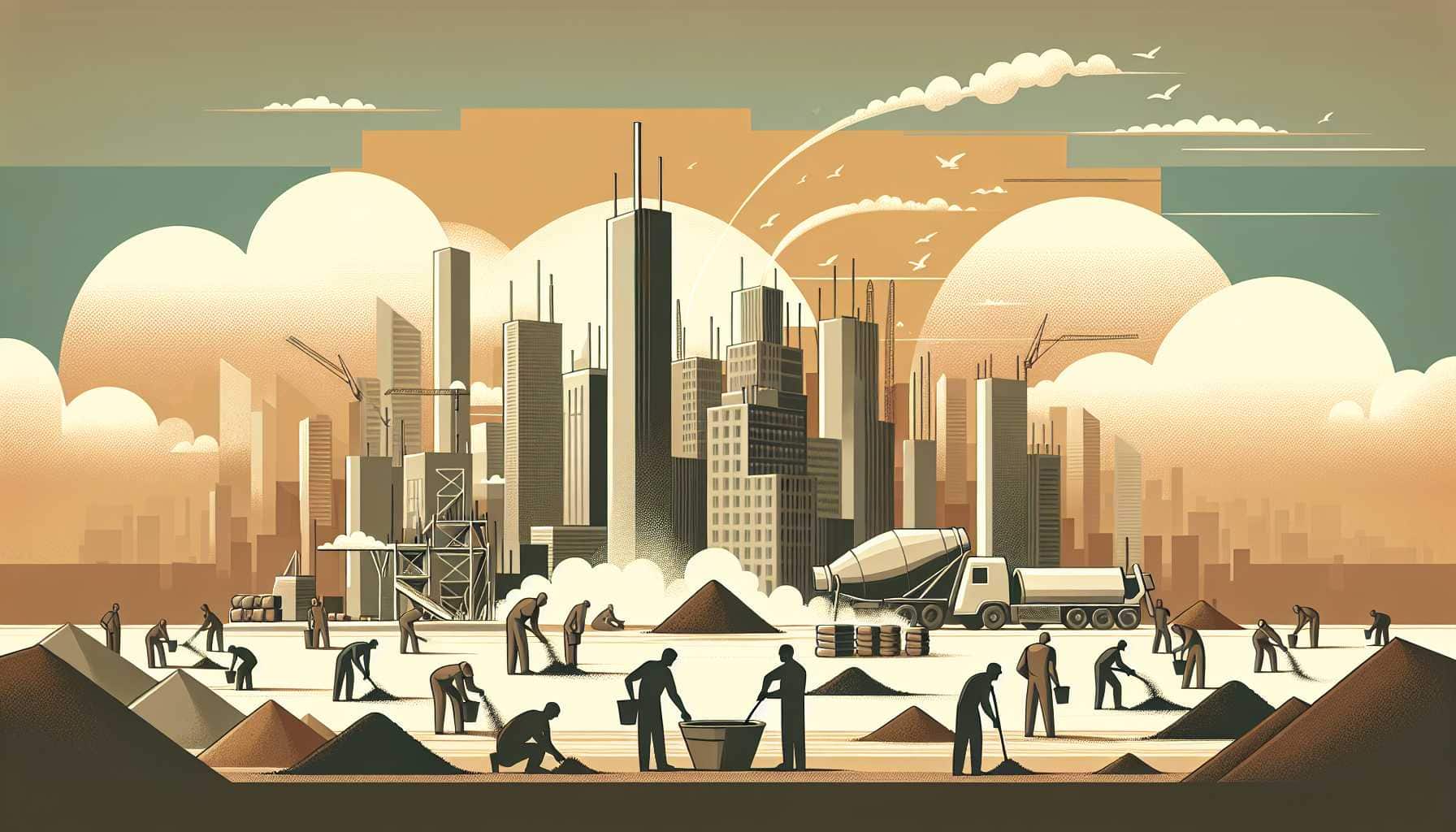 Illustration of workers mixing coffee grounds