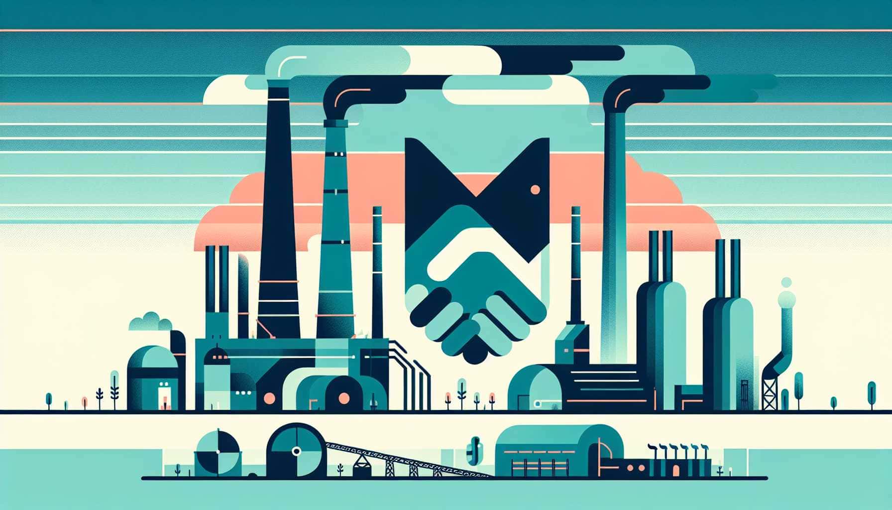 Illustration of two figures shaking hands