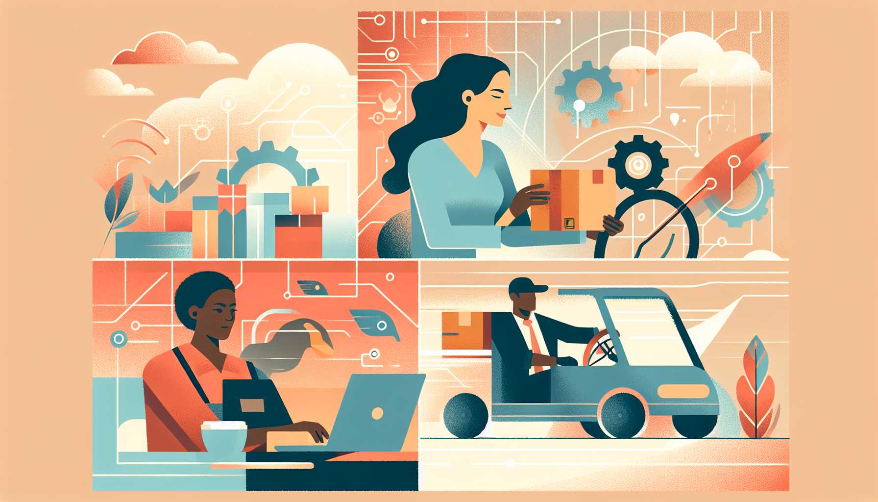 Illustration of diverse gig economy workers
