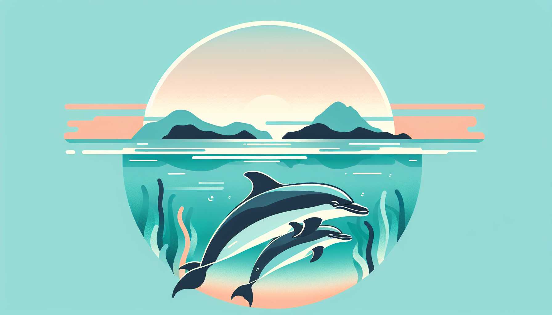 Illustration of dolphins swimming gracefully