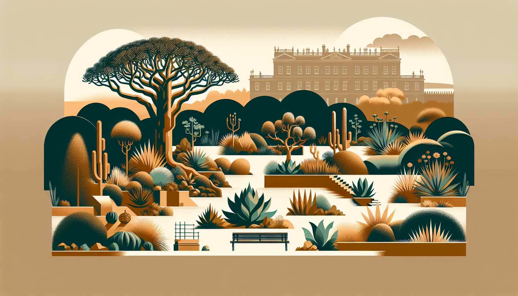 Illustration of a transformed British garden