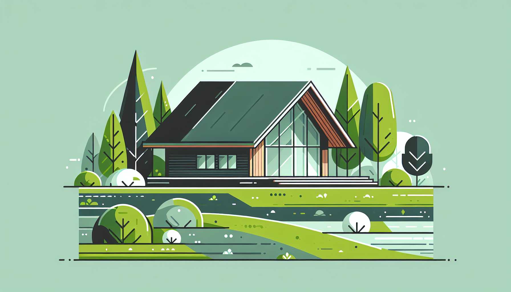 Illustration of modern house renovation