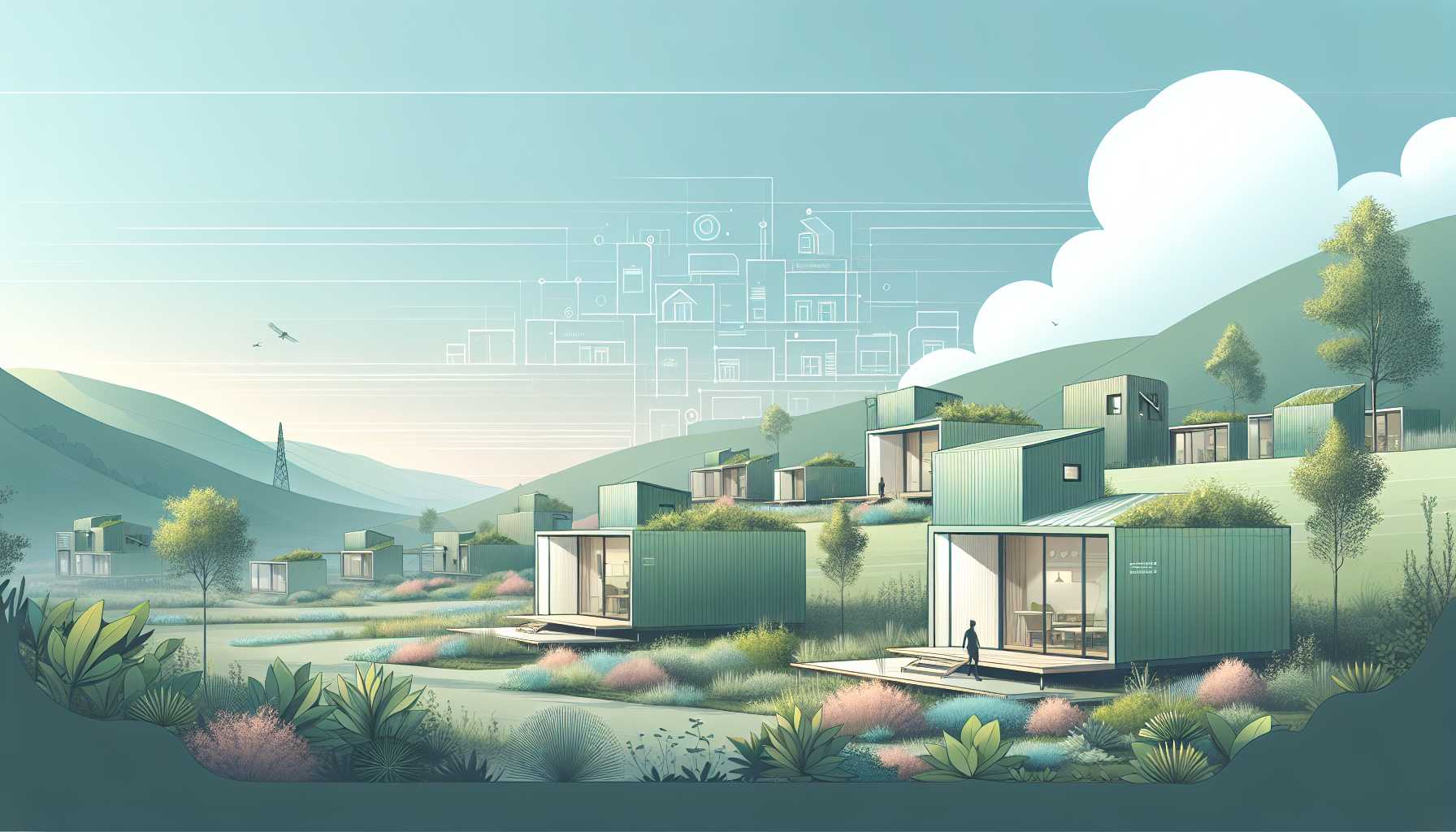 Illustration of modern tiny houses