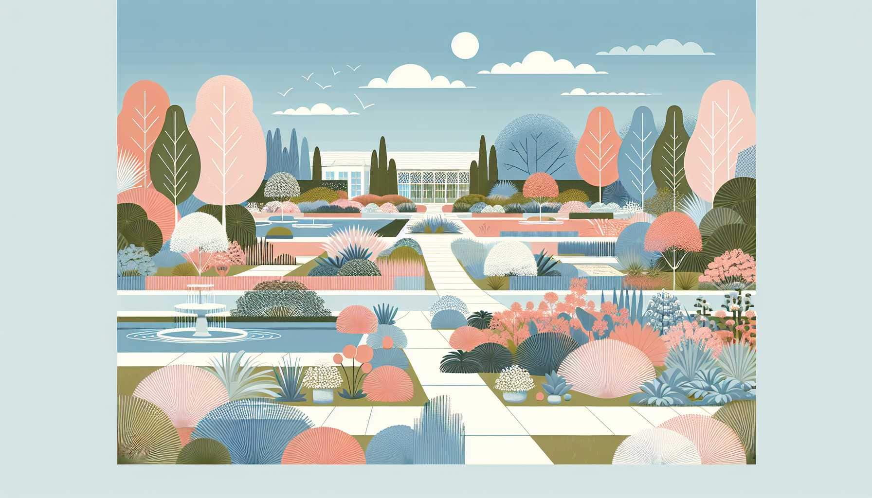 Illustration of vibrant garden landscape