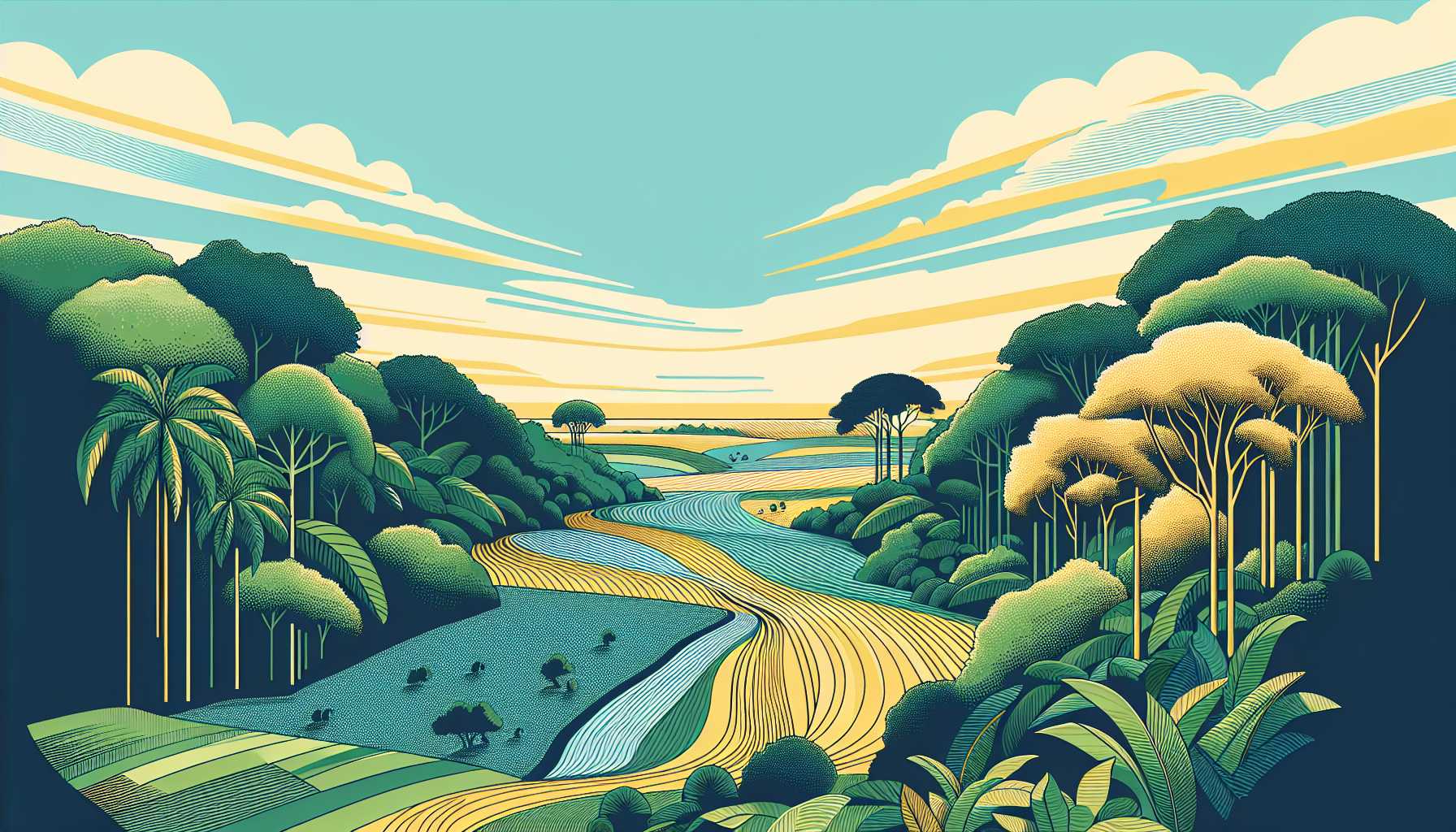 Illustration of vibrant forest conservation