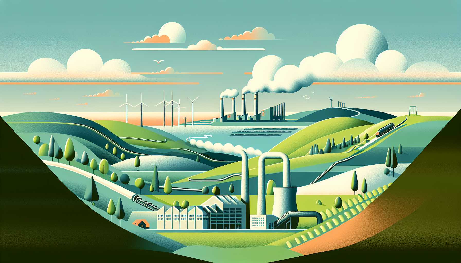 Illustration of a CO2 pipeline