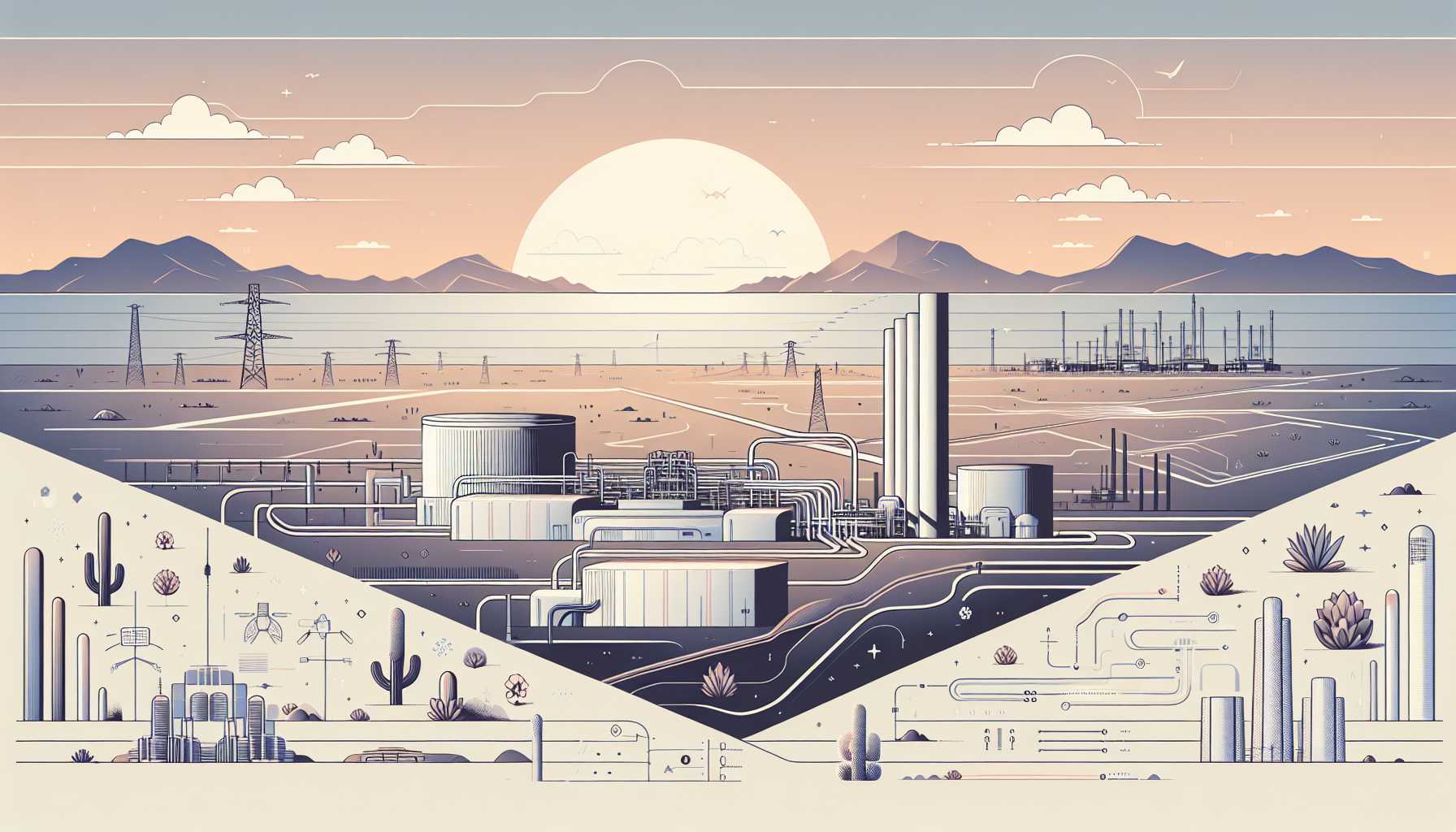 Illustration of a carbon capture facility