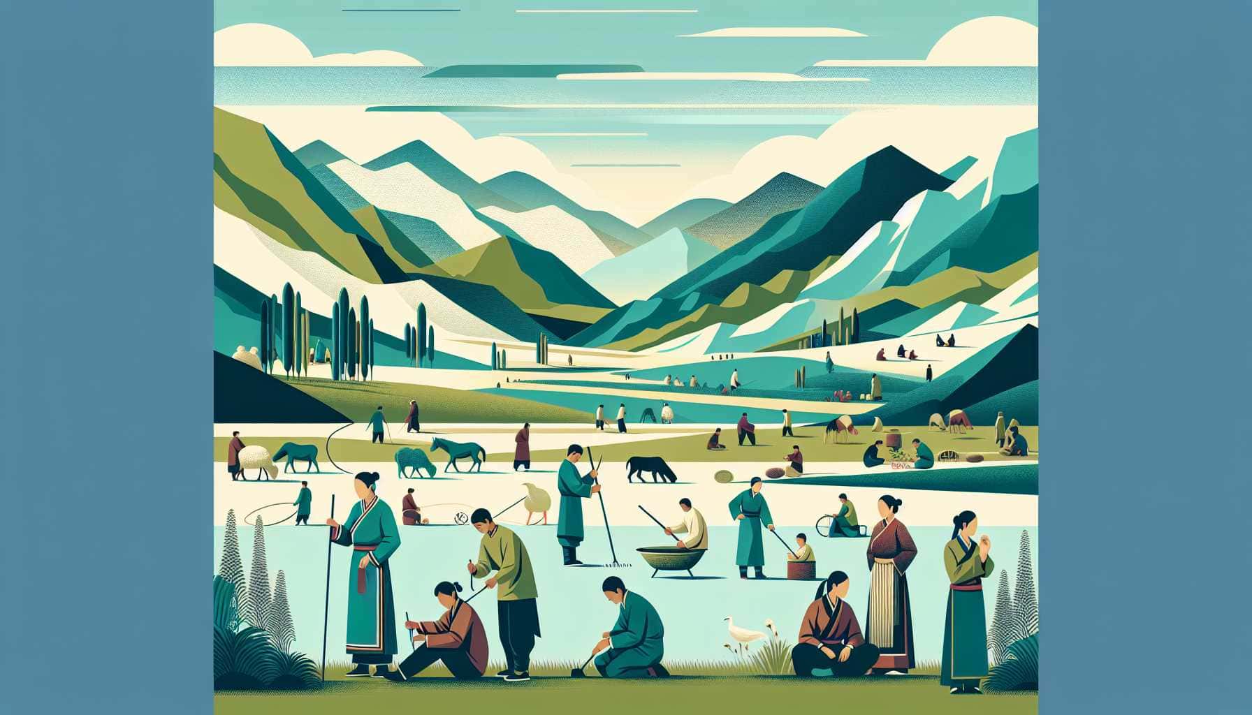 Illustration of ethnic minorities in nature