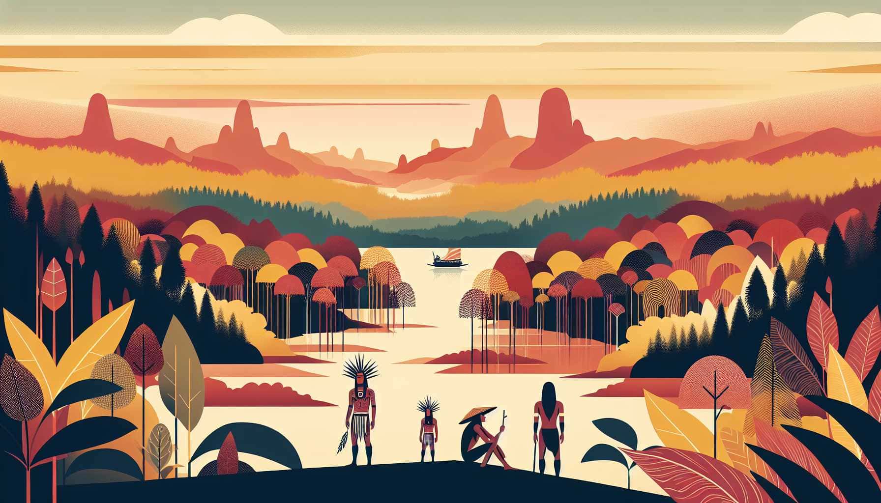 Illustration of Guajajara guardians protecting territory