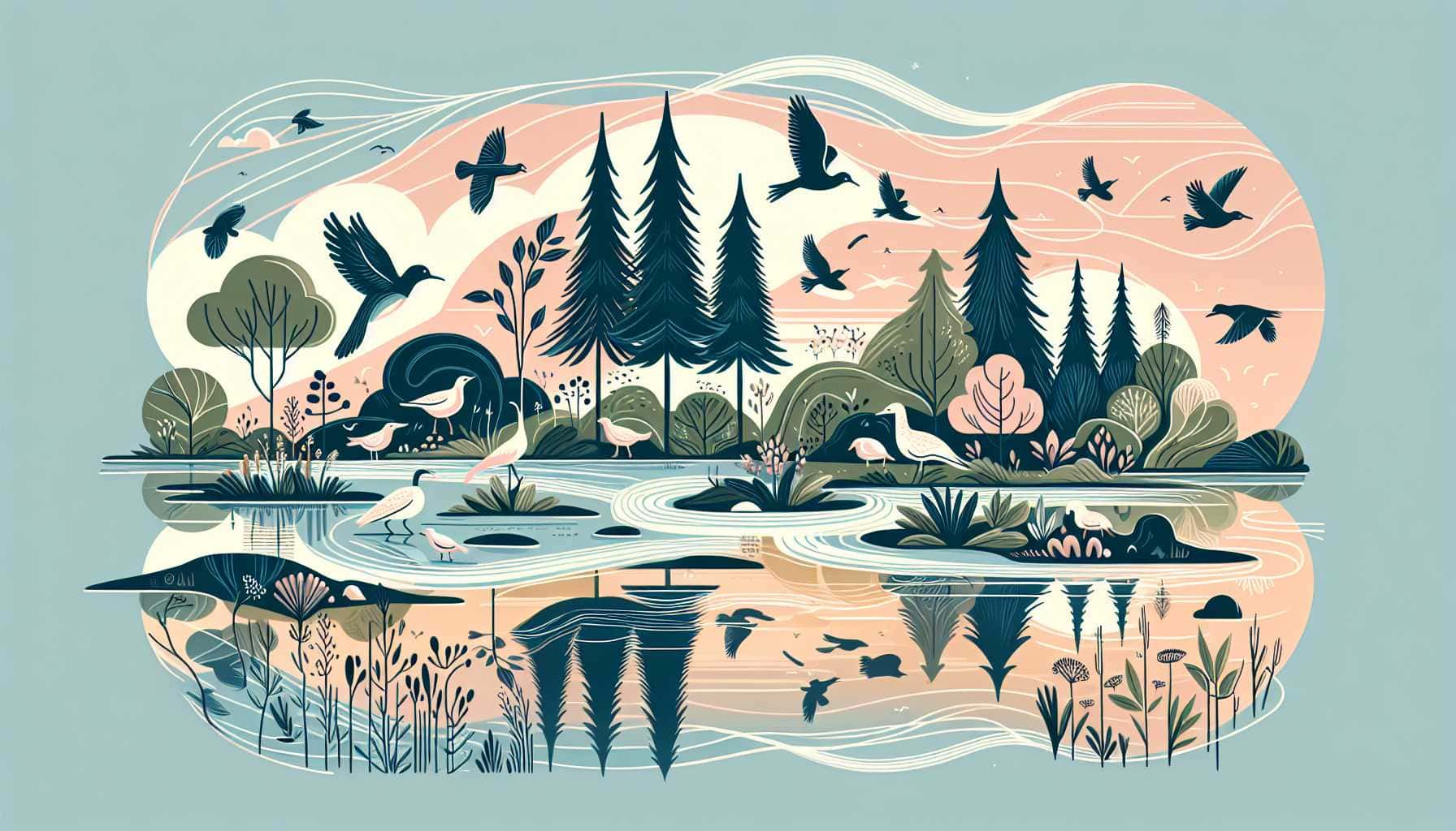 Illustration of harmonious interconnected nature