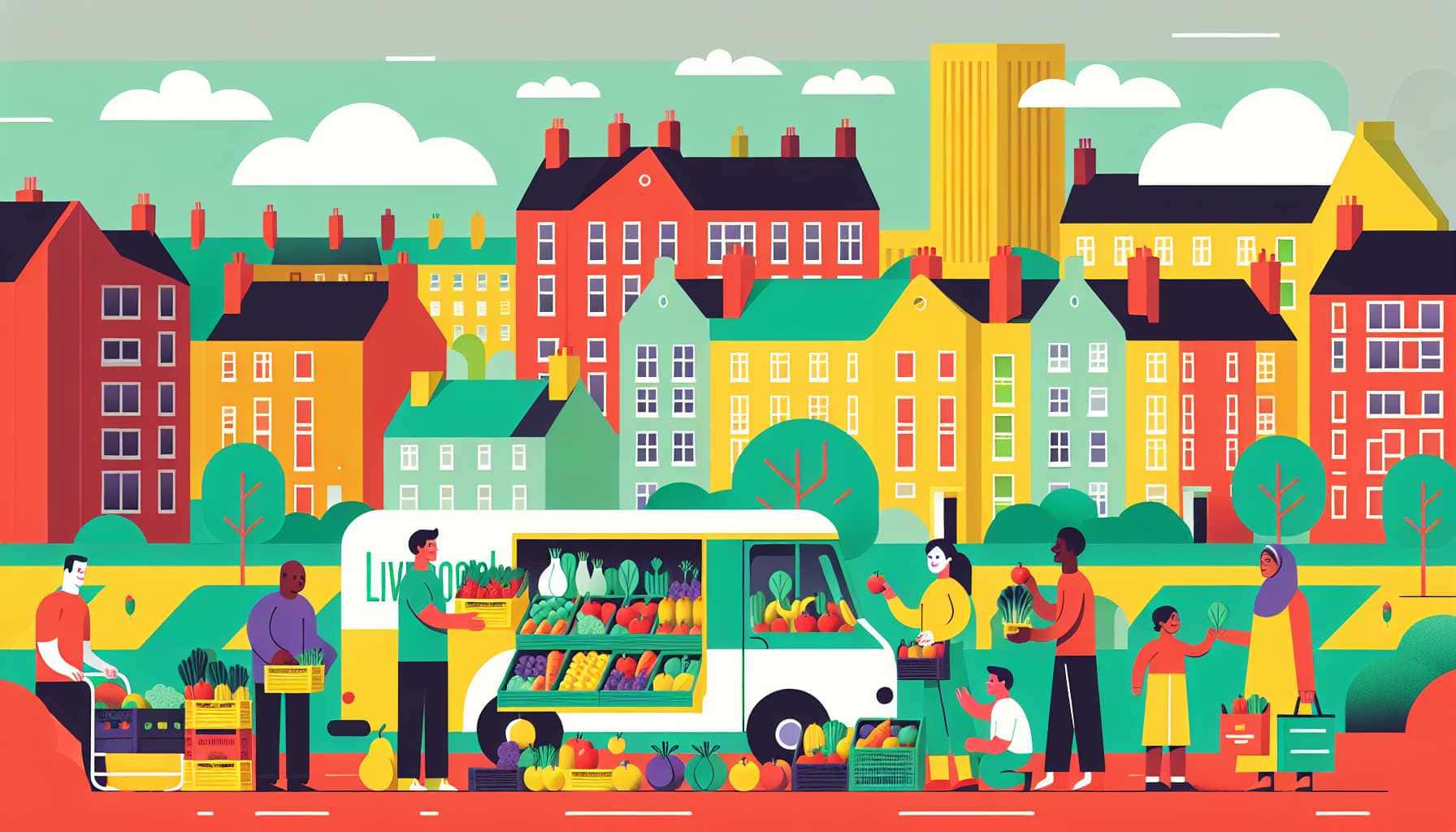 Illustration of a mobile greengrocer truck