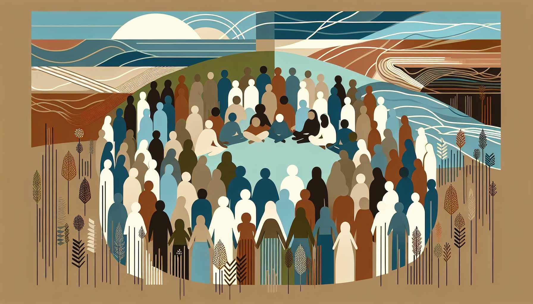 Illustration of diverse individuals in a circle