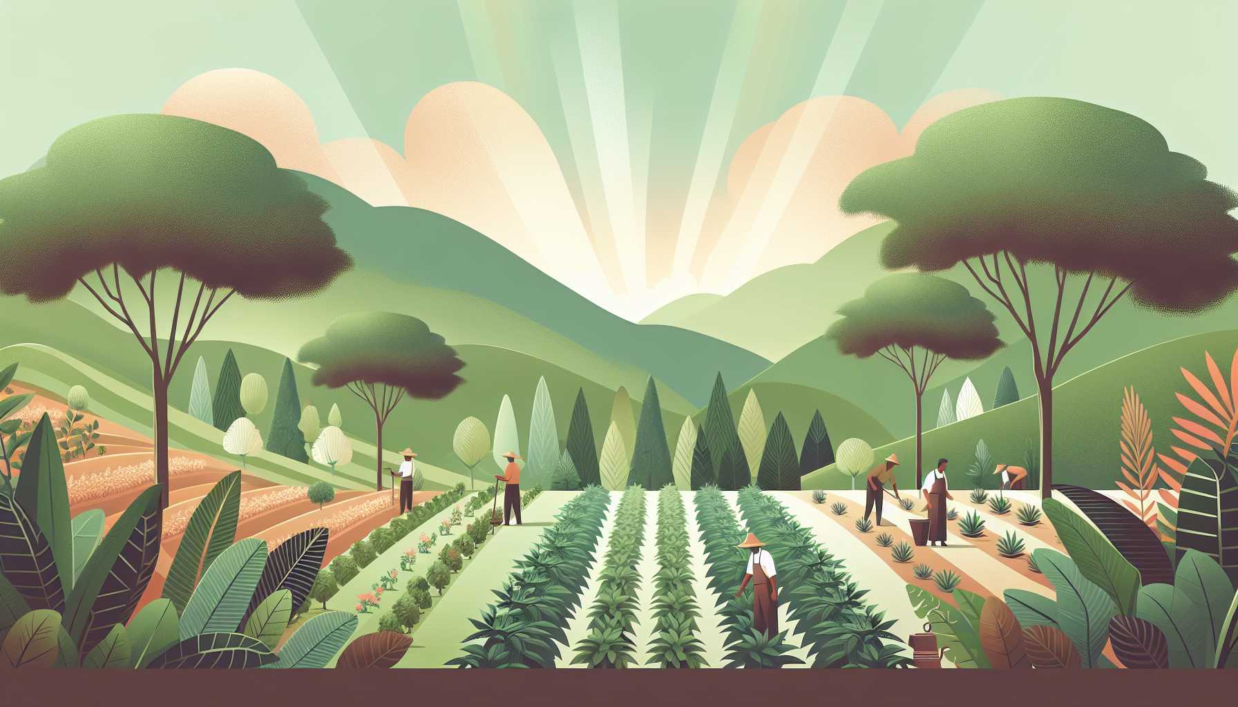 Illustration of coffee plantation