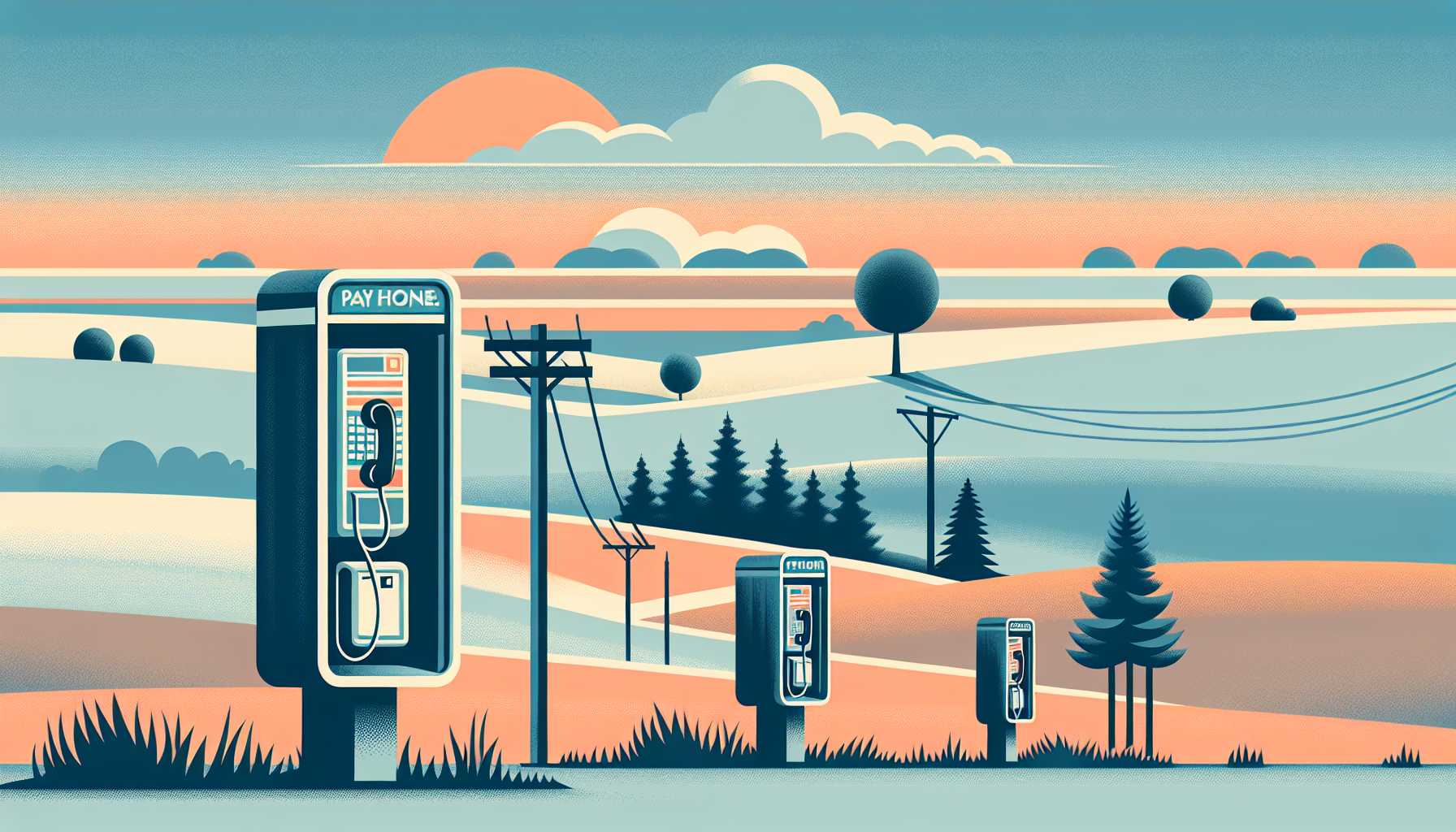 Illustration of vintage pay phones