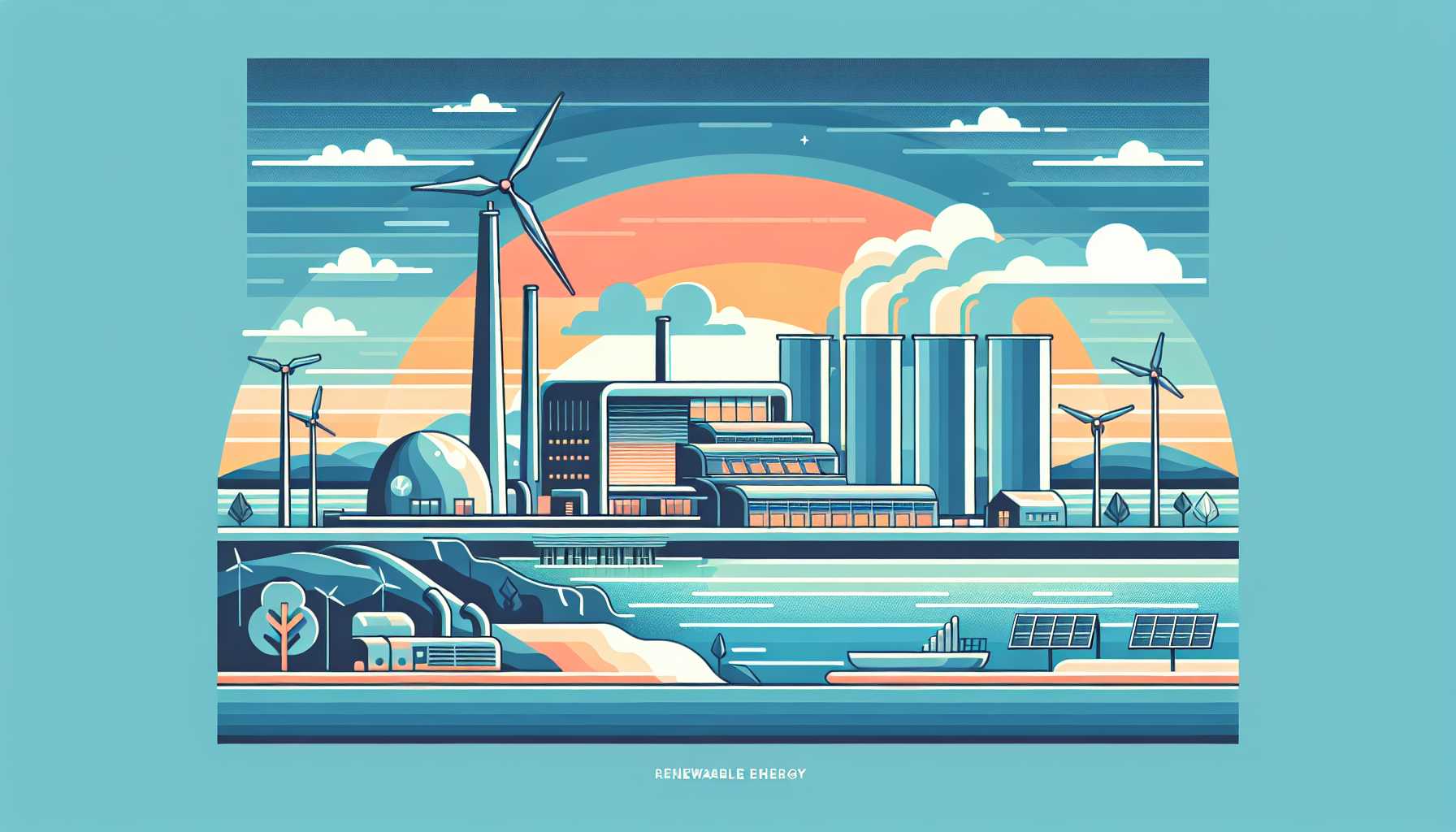 Illustration of futuristic coastal facility