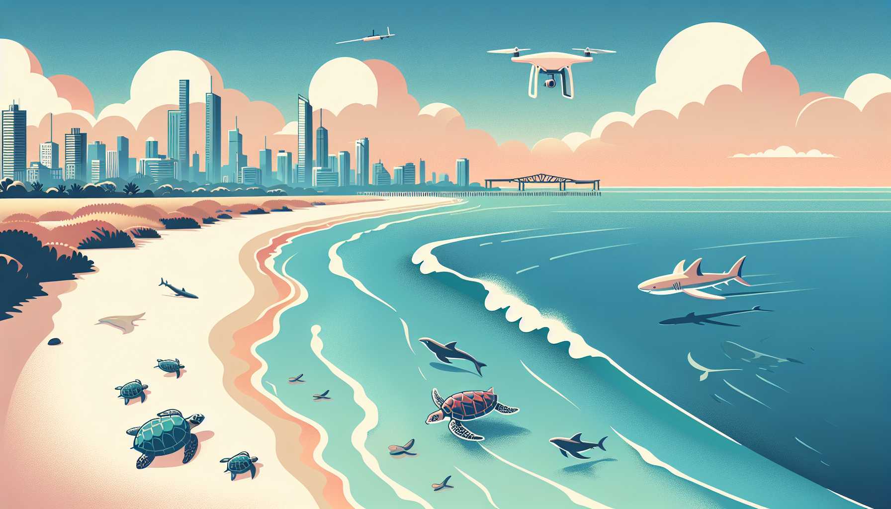 Illustration of serene beach scene