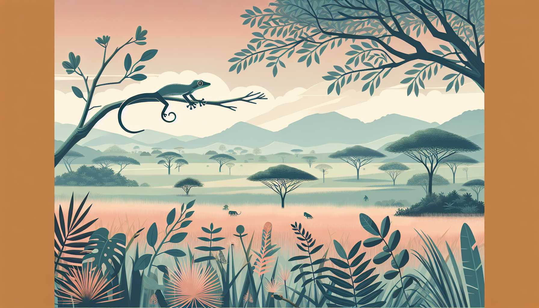 Illustration of savanna ecosystem