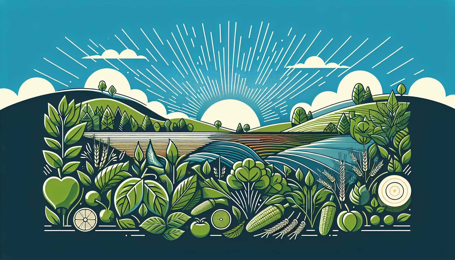Illustration of diverse crops growing