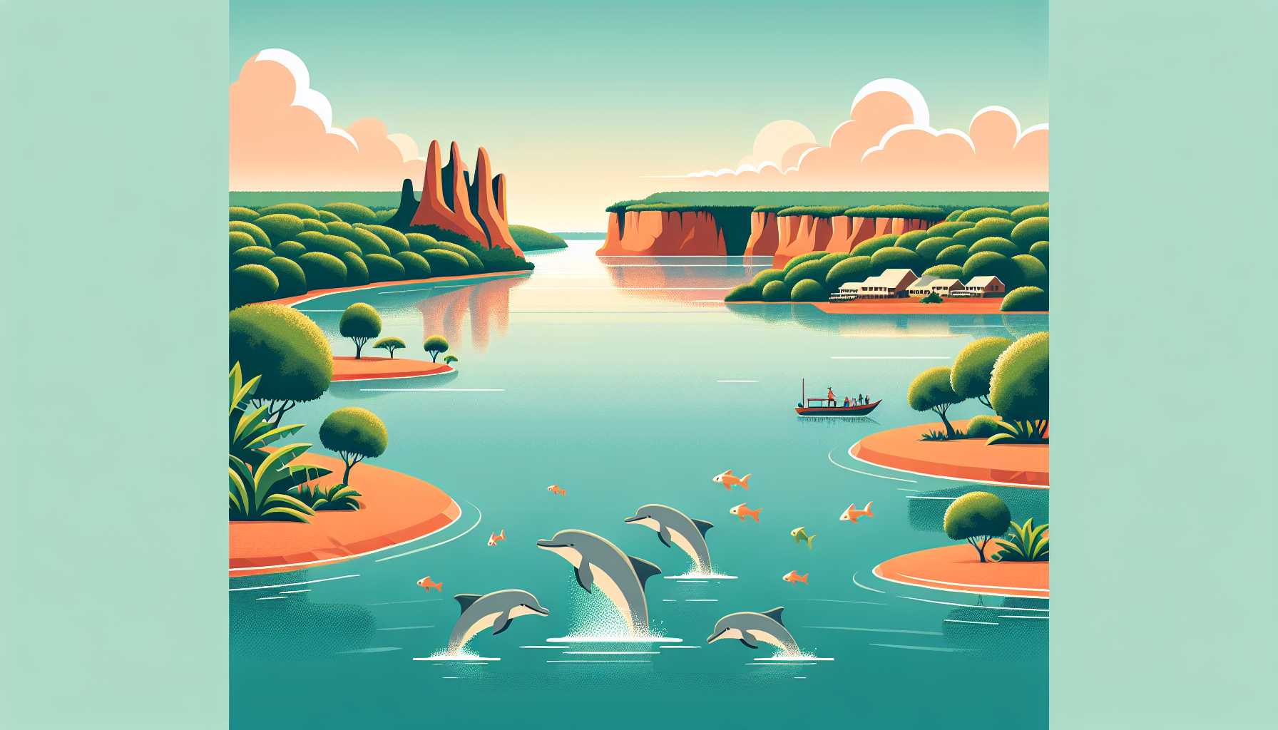 Illustration of Tocantins River ecosystem