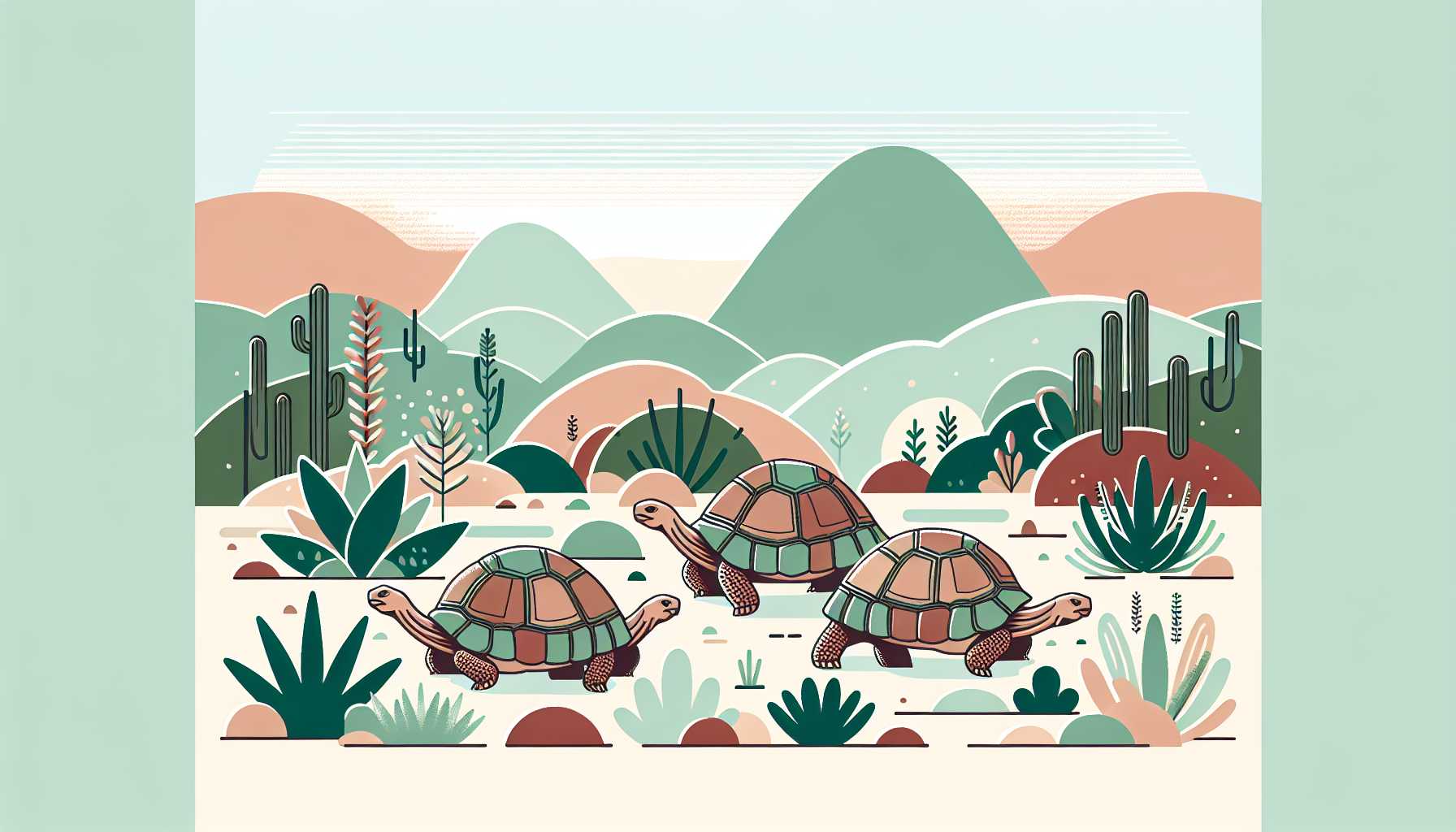 Illustration of tortoises in nature