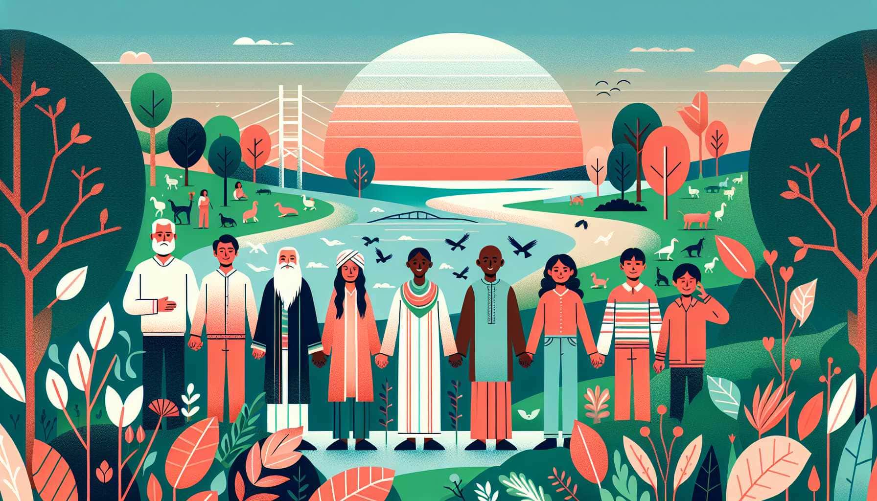 Illustration of diverse people united