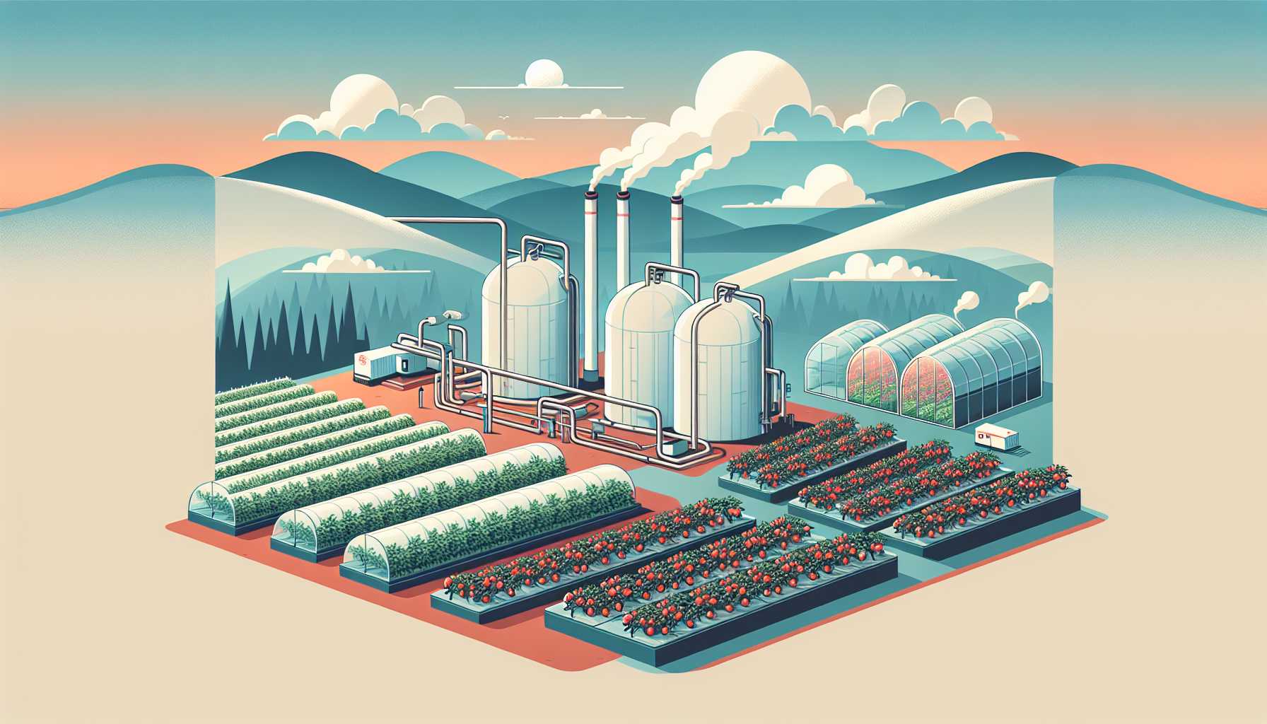 Illustration of a carbon capture facility