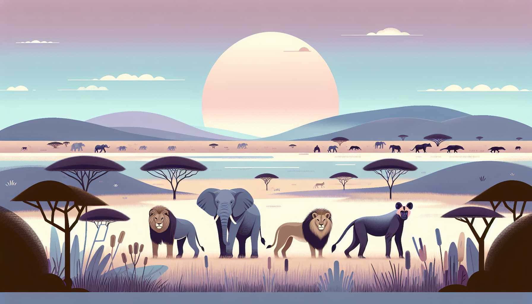 Illustration of African wildlife conservation