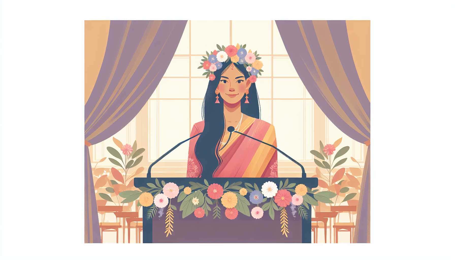 Illustration of a woman at podium