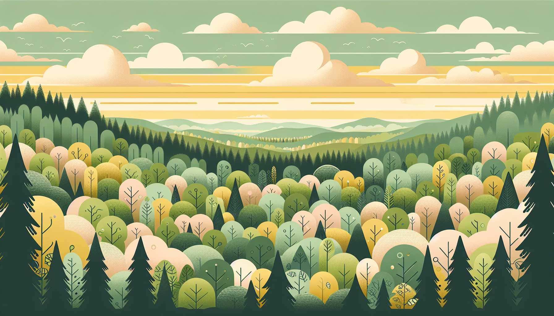 Illustration of young forests absorbing carbon