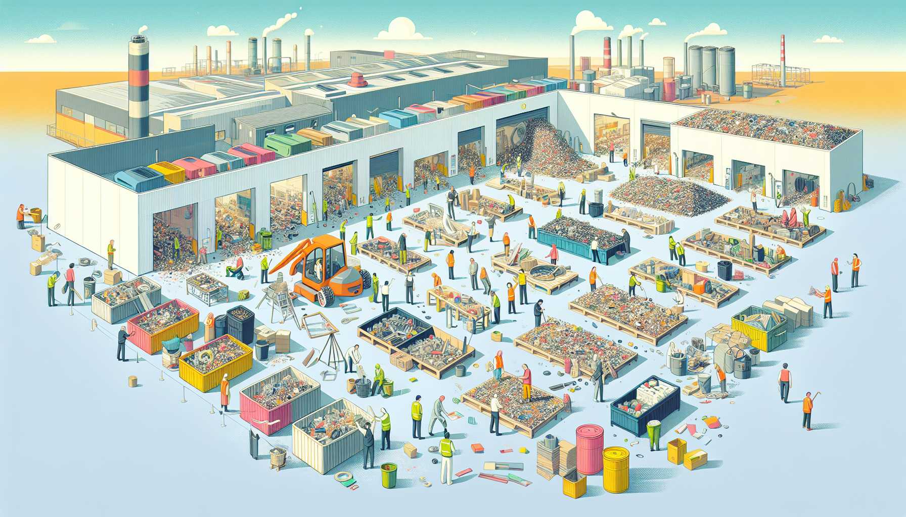 Illustration of artists transforming recycled materials